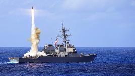 Запуск ракеты с эсминца Wilbur DDG 54