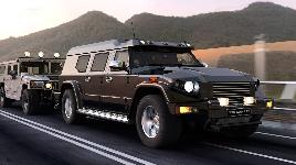 Российский броне-внедорожник для перевозки VIP в зоне боевых действий. Броня защищает от пуль калибра до 12,7 мм и противотанкового ружья.